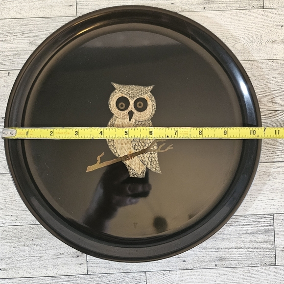 Couroc of Monterey Vintage 10.5" Owl Tray With Label - Picture 5 of 9
